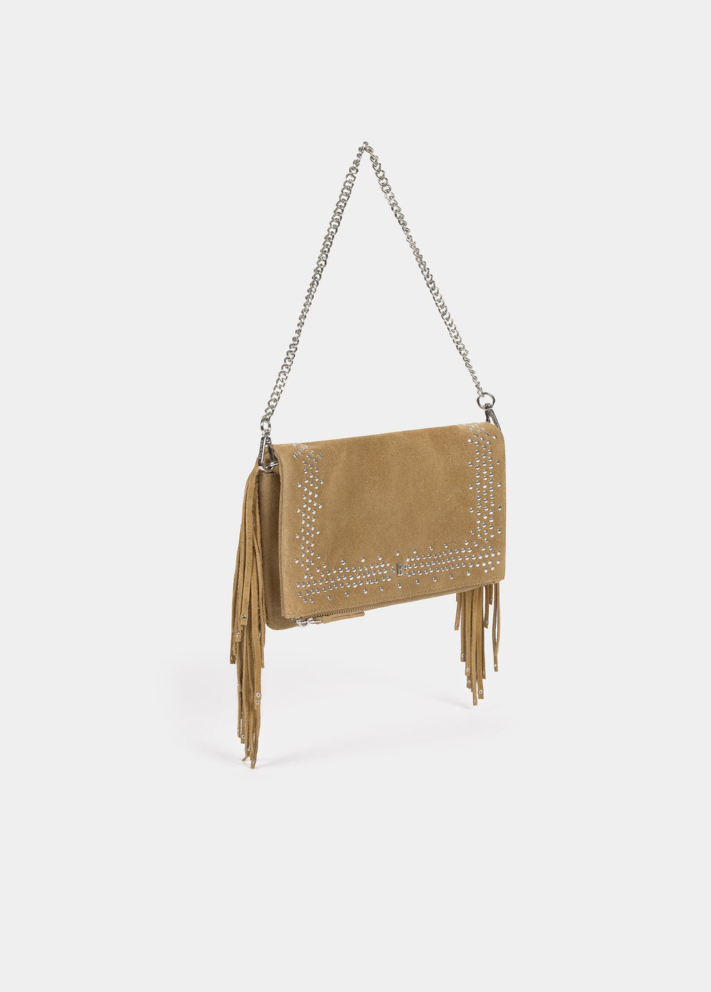 Sac rabat petits clous franges cuir