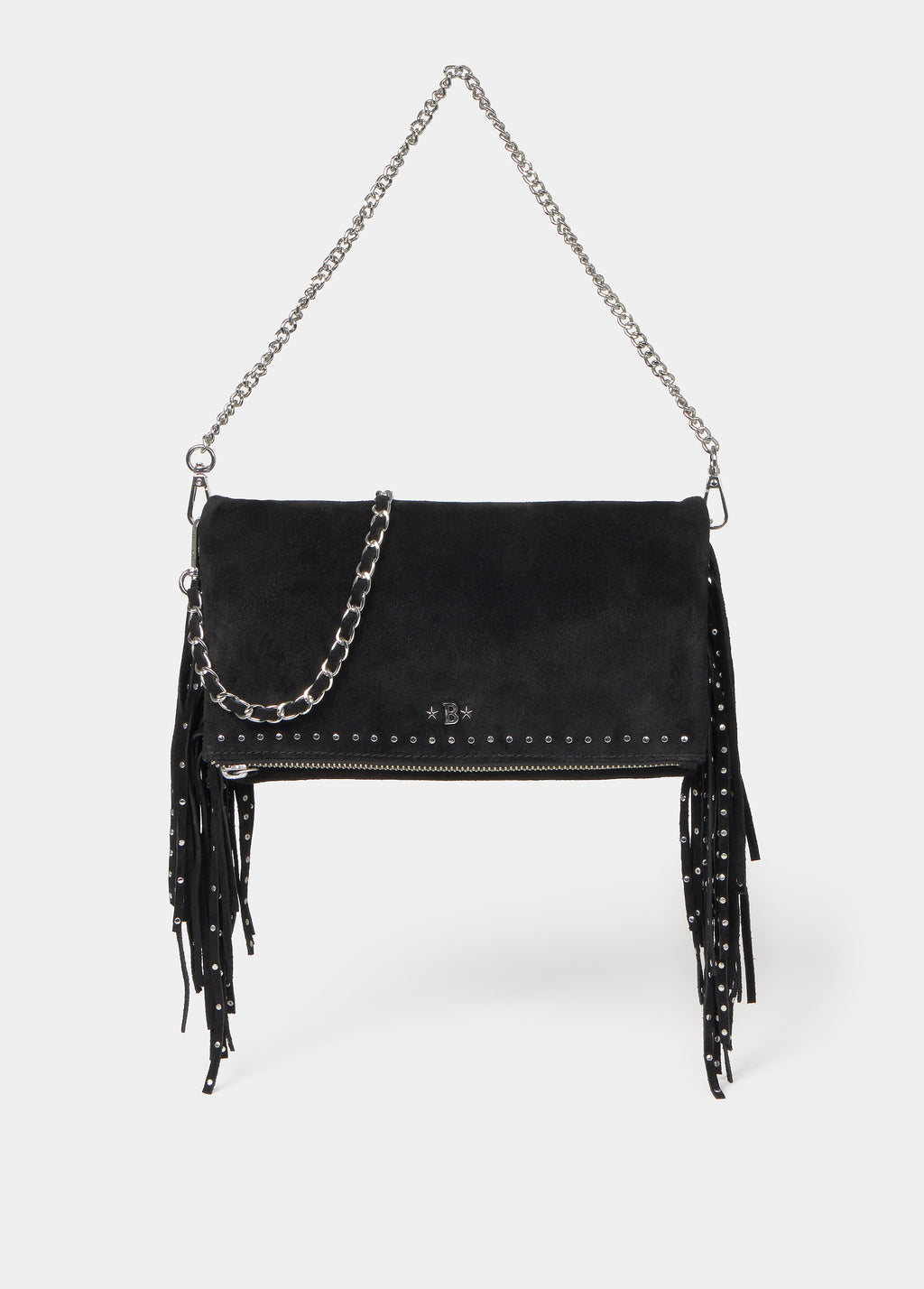 Tas met klep, studs en franjes