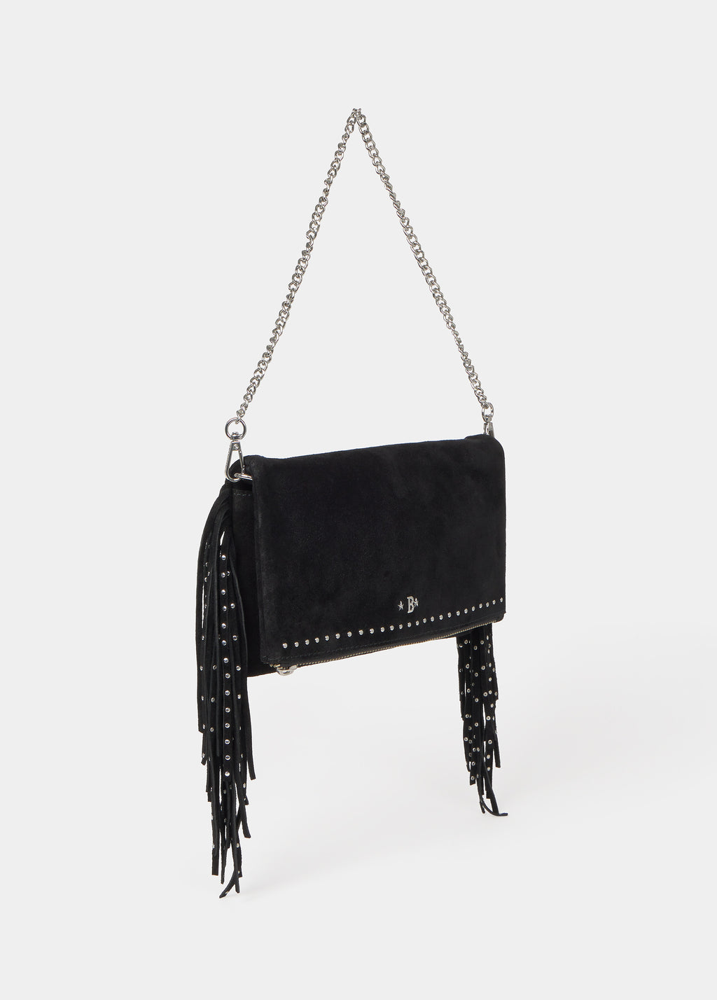 Bolso solapa tachitas flecos
