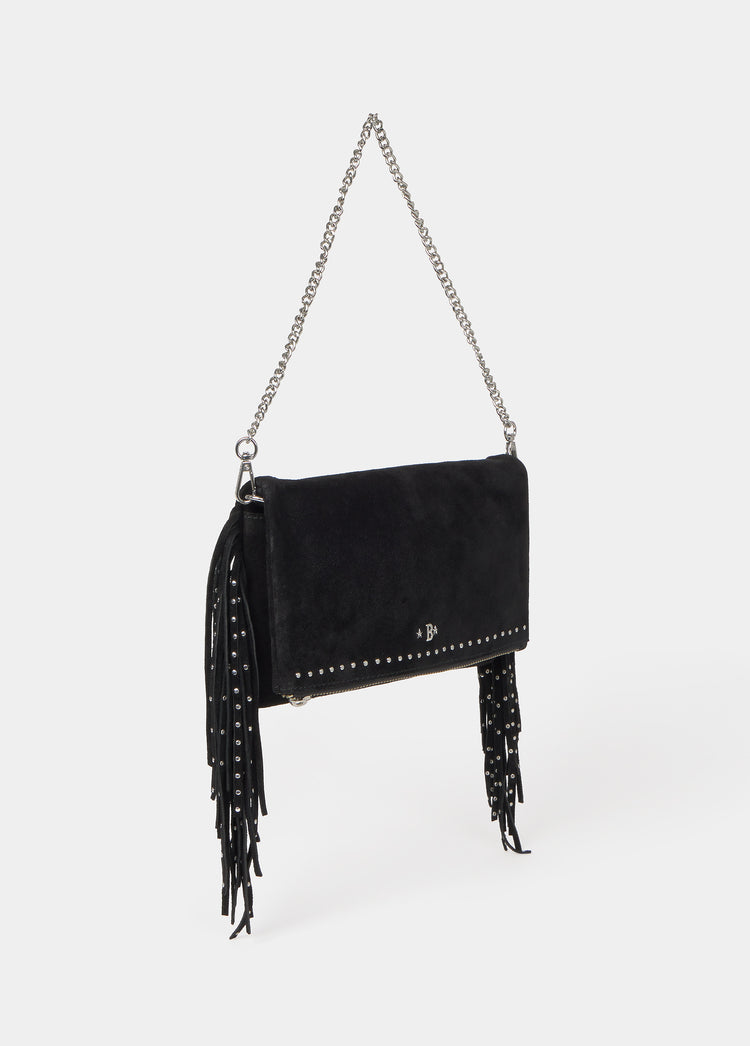 Bolso solapa tachitas flecos