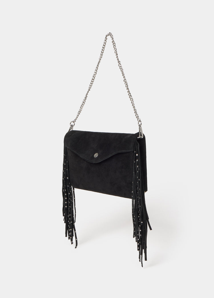 Bolso solapa tachitas flecos
