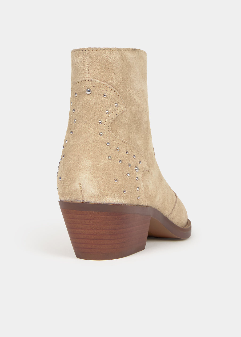 Leather studded cowboy ankle boots