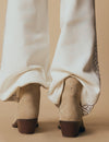 Leather studded cowboy ankle boots