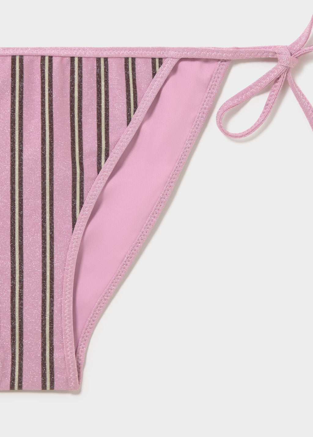 Striped bikini bottoms with lurex