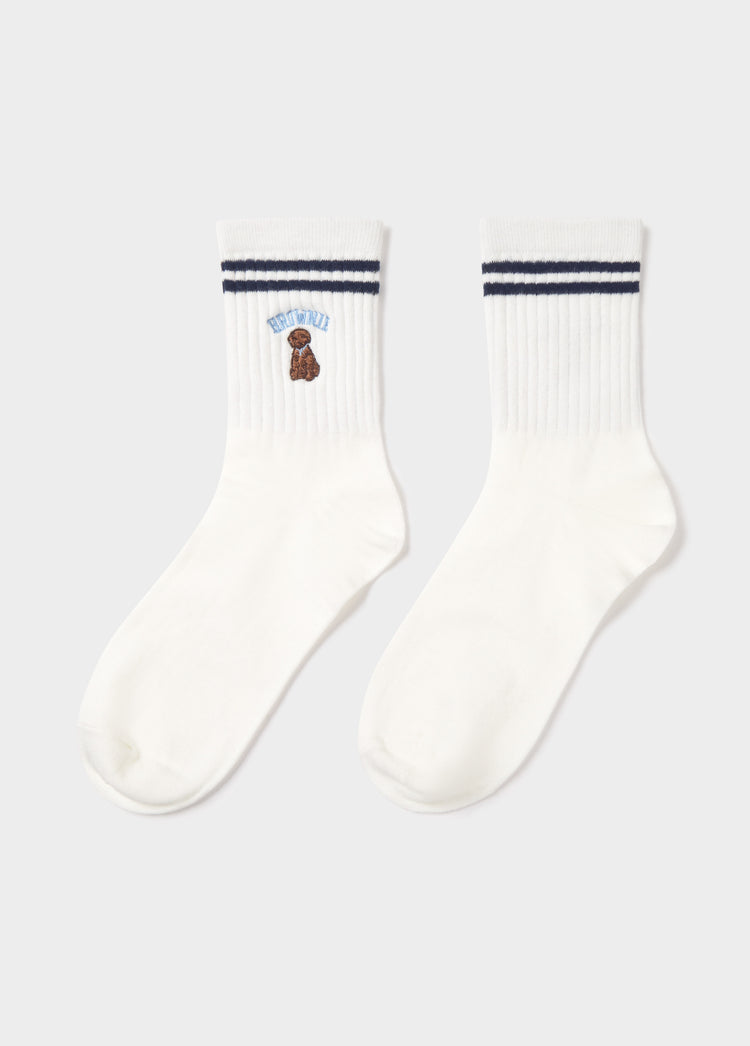Embroidered puppy sock