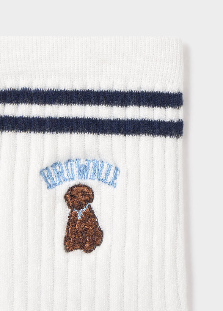 Embroidered puppy sock