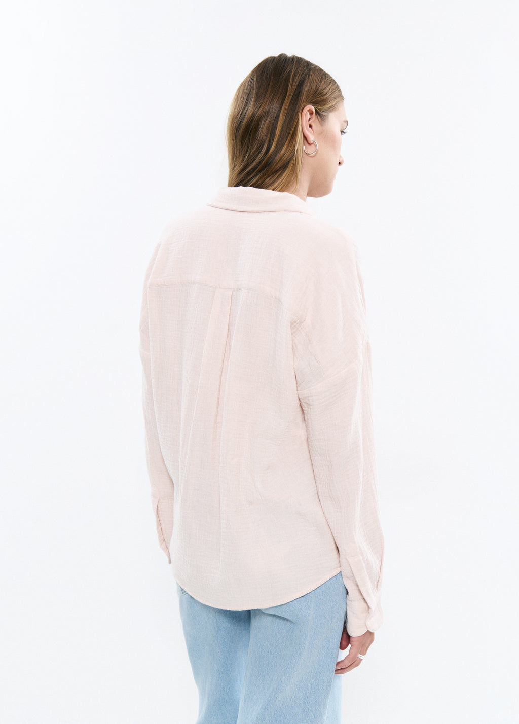Chemise col en V double tissu
