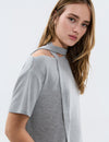 Asymmetric scarf t-shirt