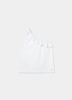 T-shirt asimmetrica con volant