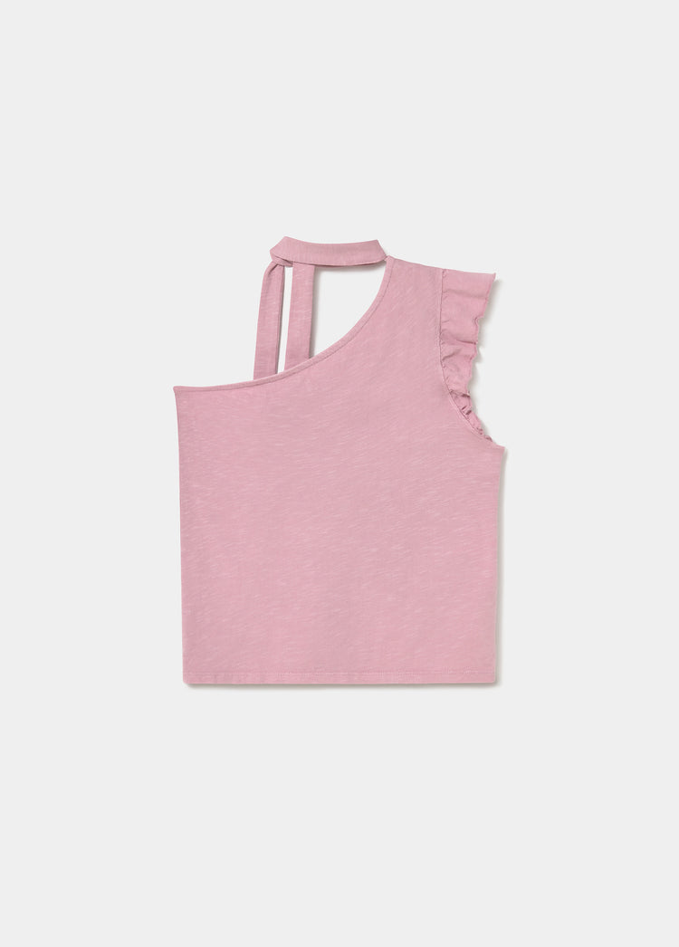 Asymmetric ruffle t-shirt