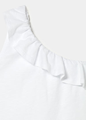 T-shirt asimmetrica con volant