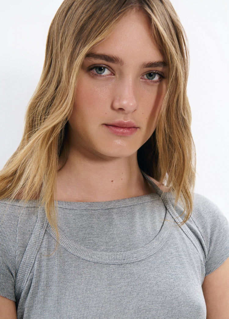 Camiseta doble rib halter
