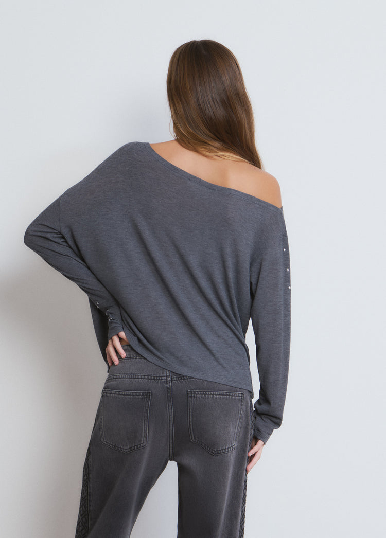 T-shirt manica lunga con borchie