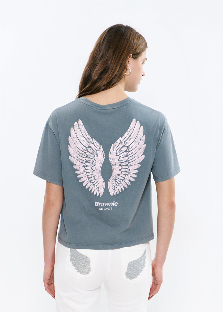 T-shirt met vleugelprint
