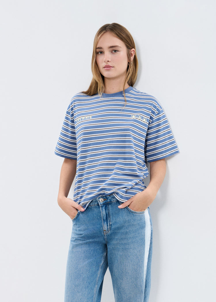 Camiseta raya tejida con print