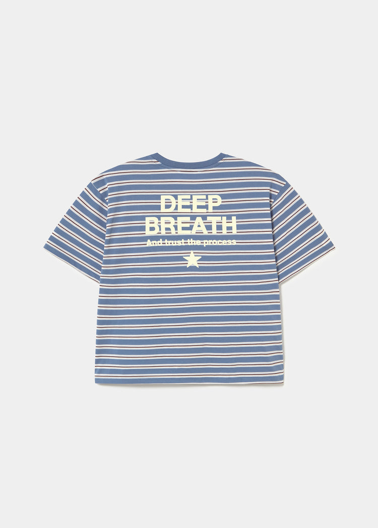 Camiseta raya tejida con print