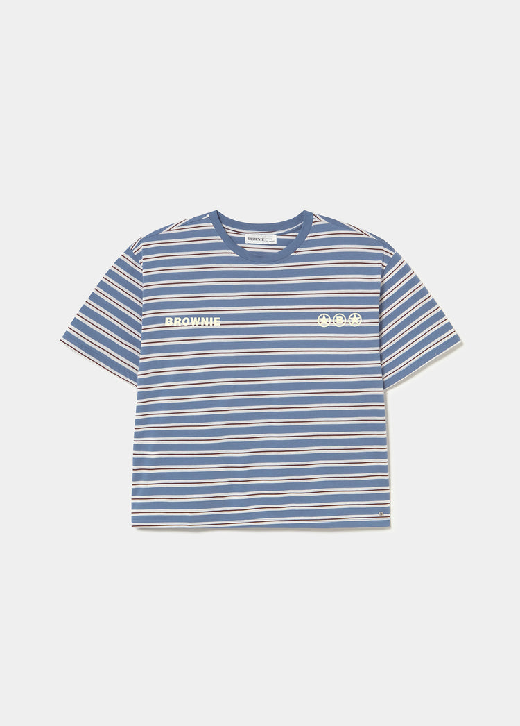 Camiseta raya tejida con print