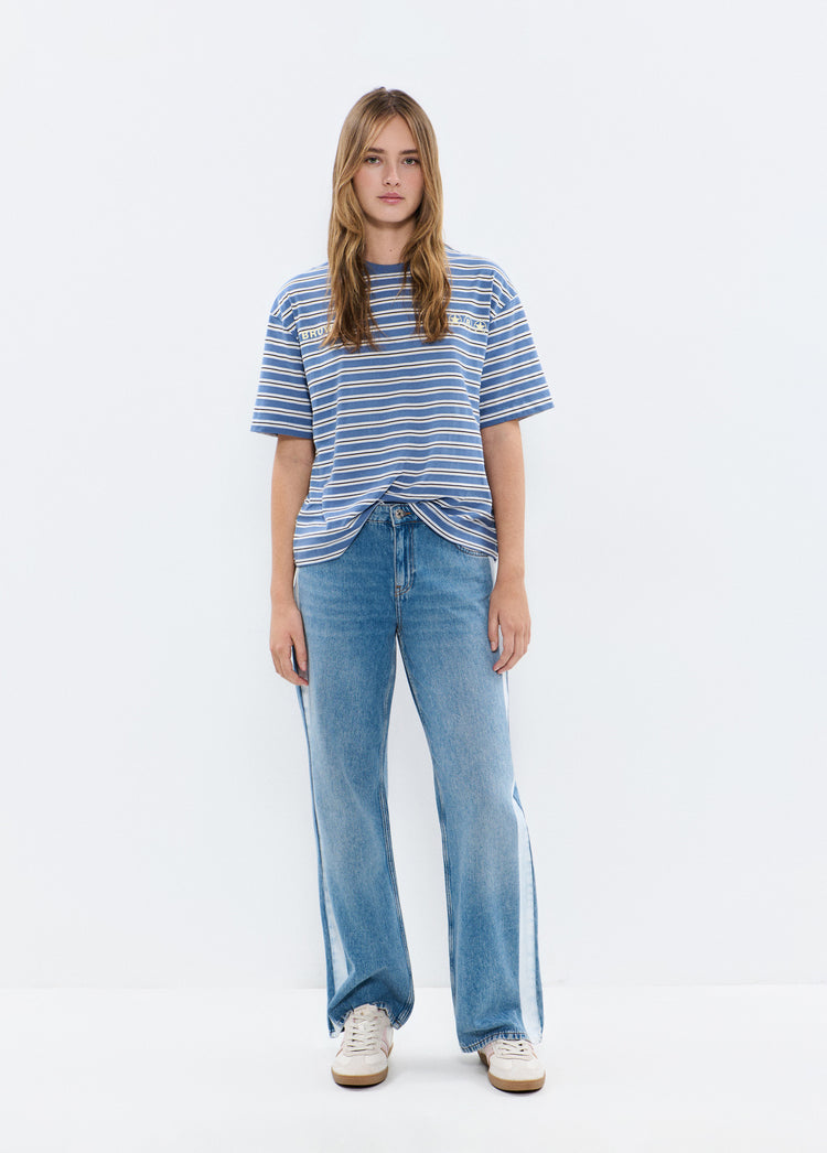 Camiseta raya tejida con print