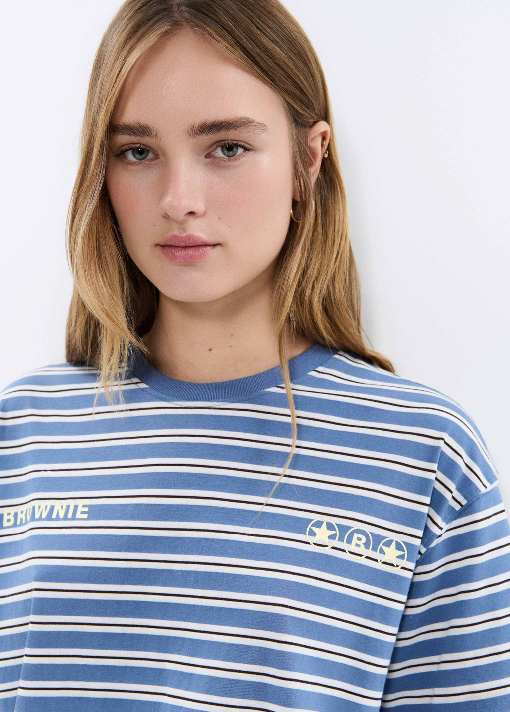 Camiseta raya tejida con print