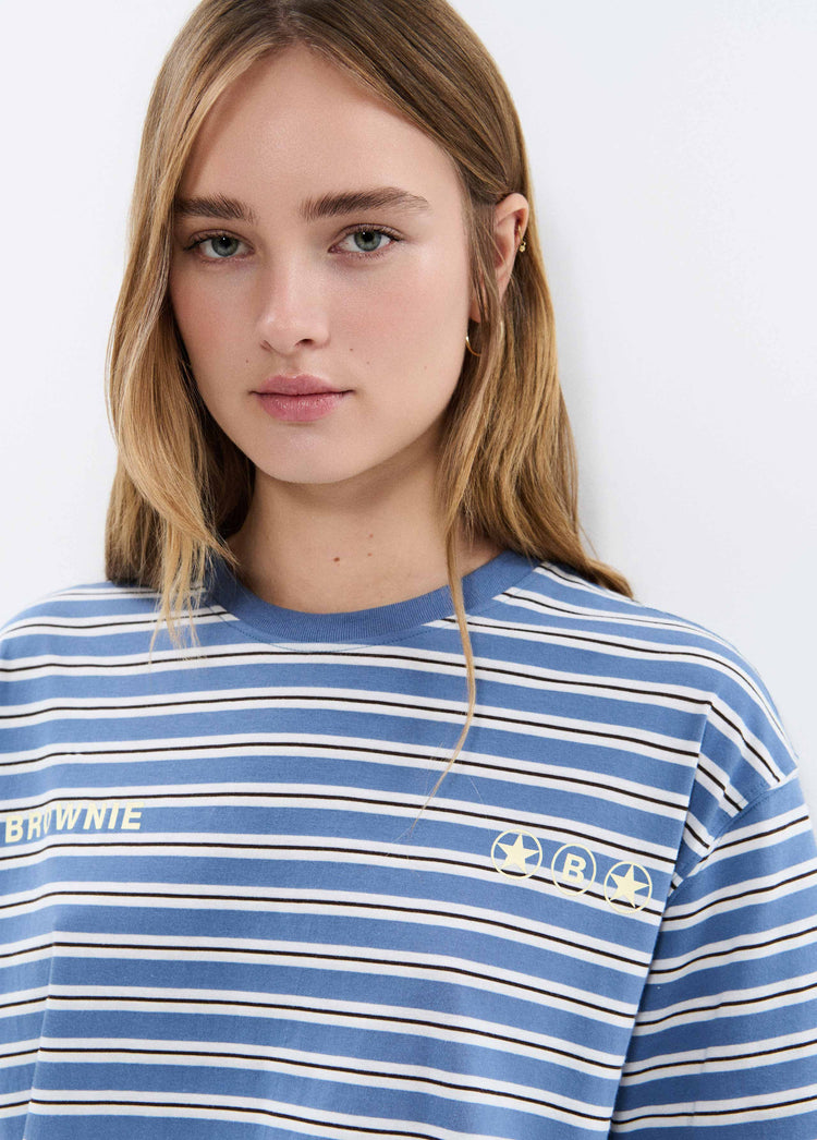 Camiseta raya tejida con print