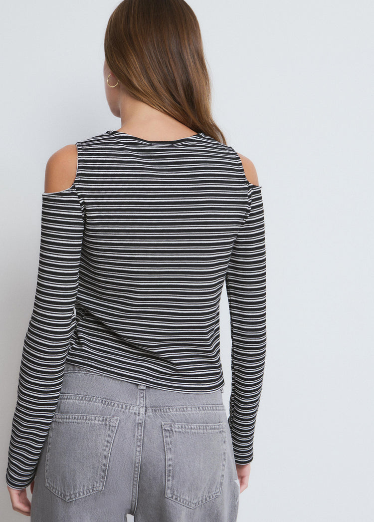 T-shirt a righe con spalla cut-out