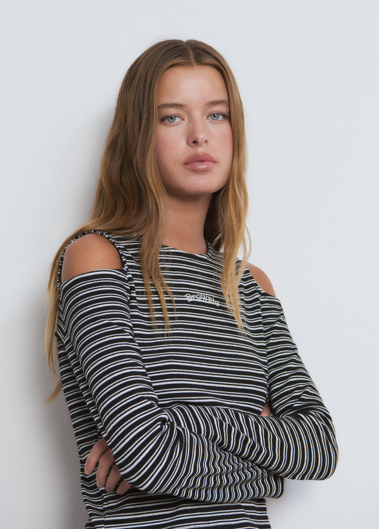 T-shirt a righe con spalla cut-out