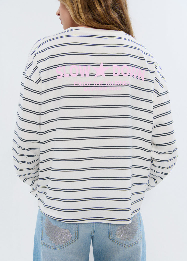 T-shirt a righe con stampa