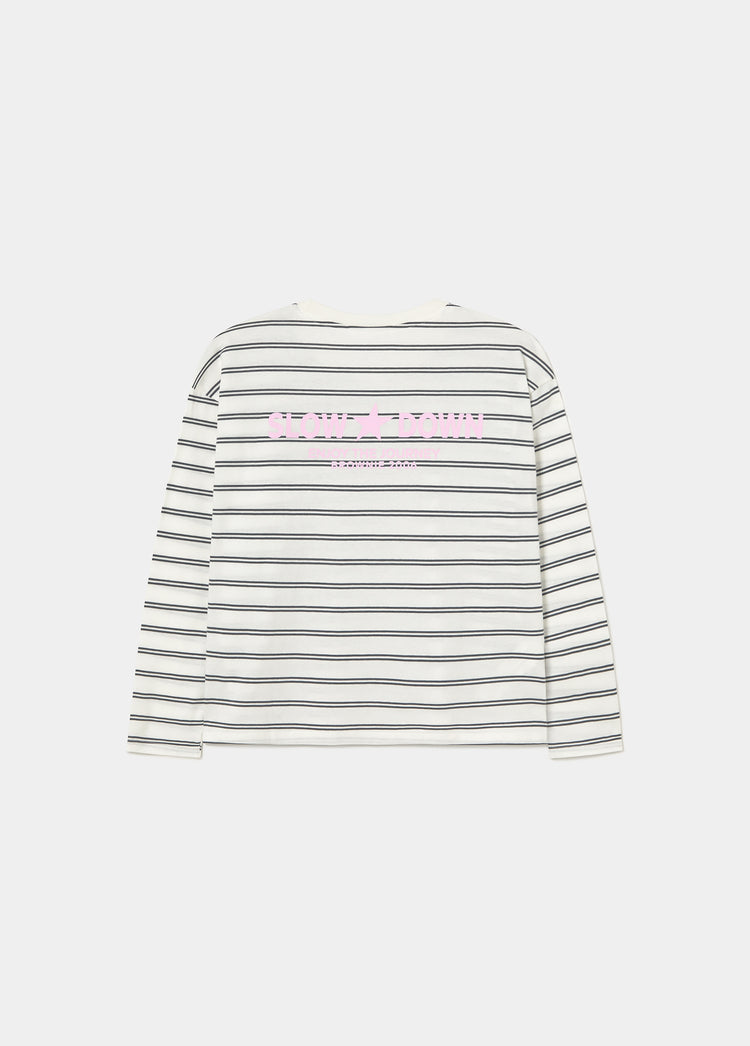 T-shirt a righe con stampa