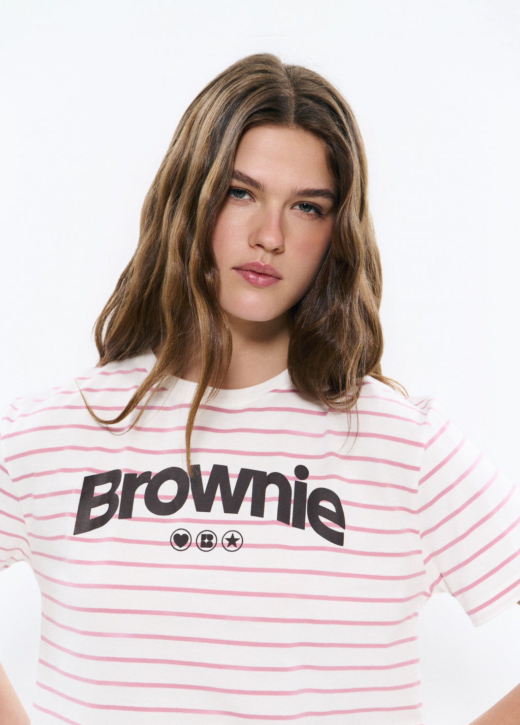 T-shirt rayé en tissu imprimé