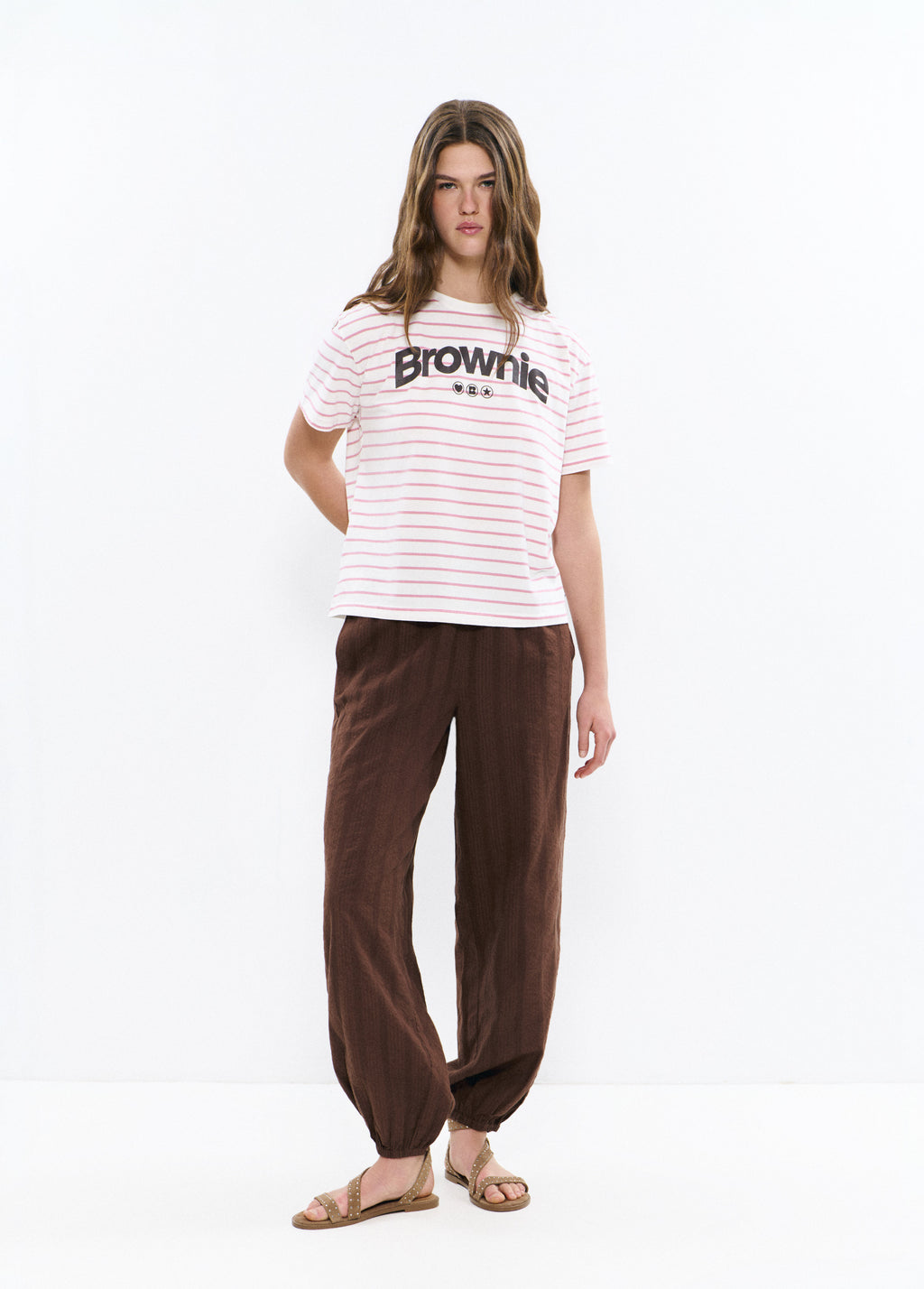 T-shirt rayé en tissu imprimé