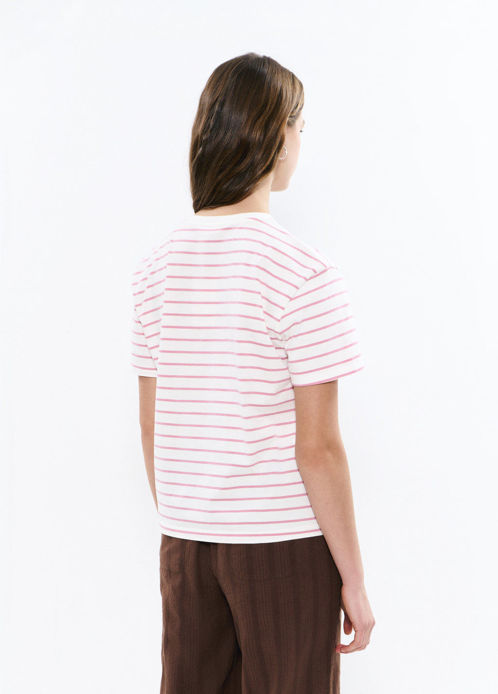 T-shirt rayé en tissu imprimé