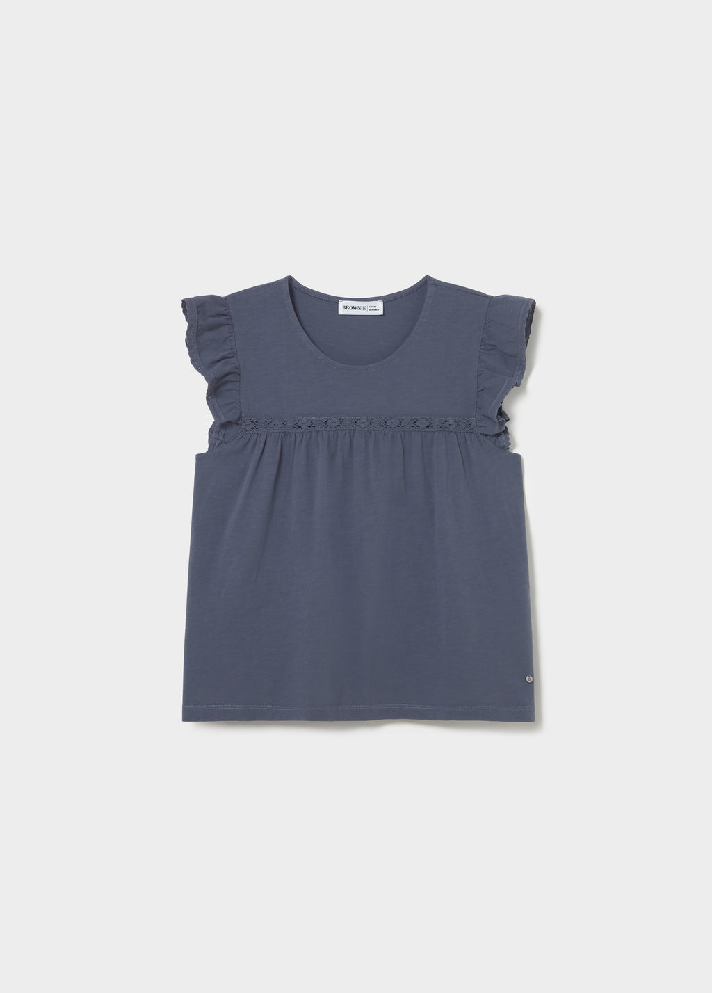 T-Shirt mit Spitzenvolant