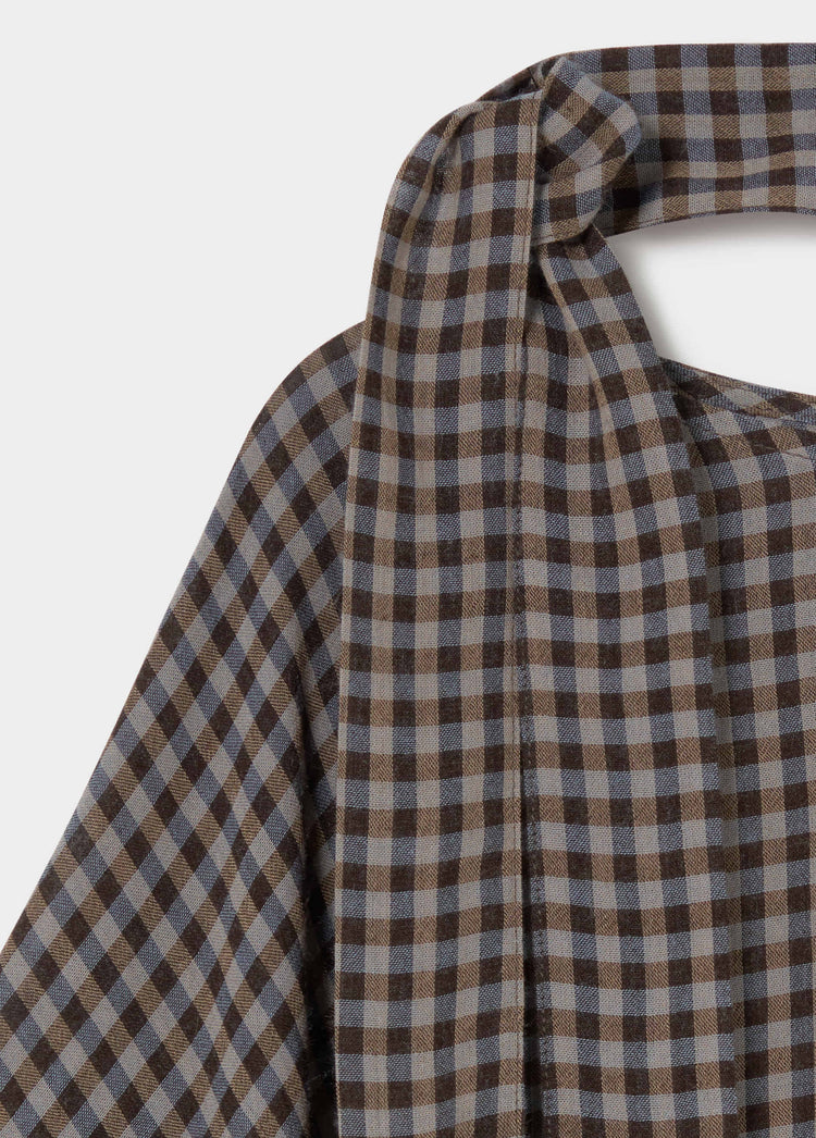 Geruite cape met sjaal