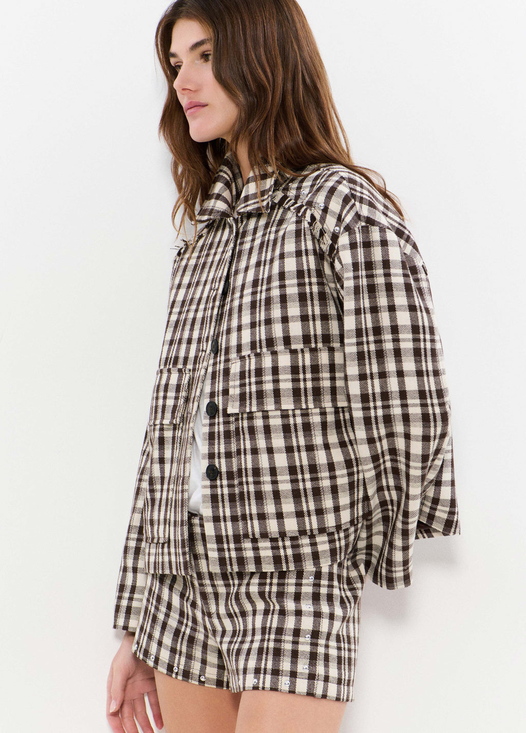 Kurze Jacke mit Karomuster