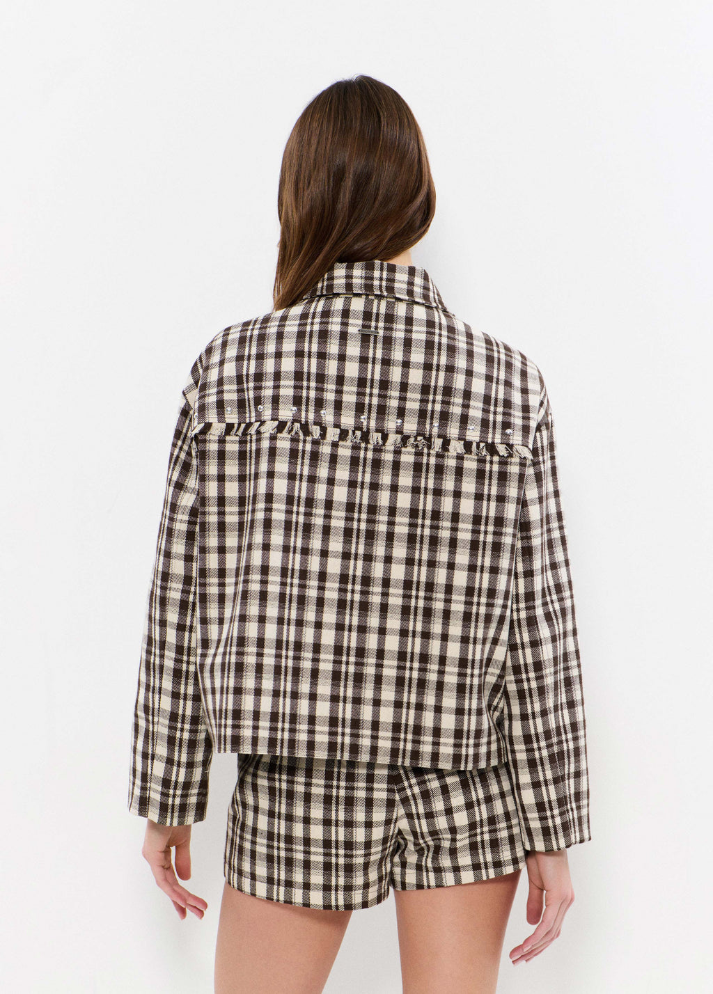 Kurze Jacke mit Karomuster