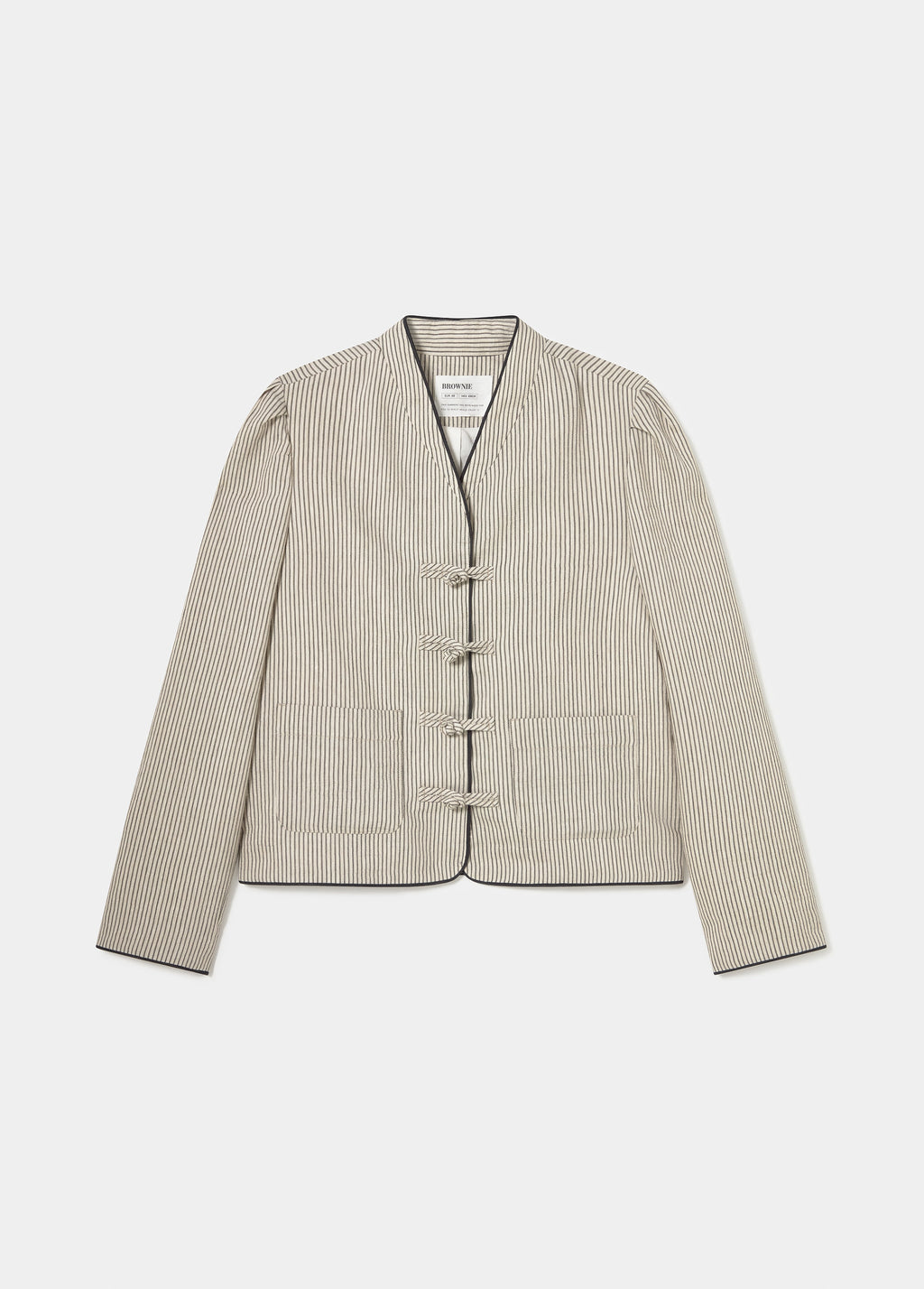 Mao collar striped jacket