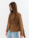 Giacca in pelle scamosciata con frange