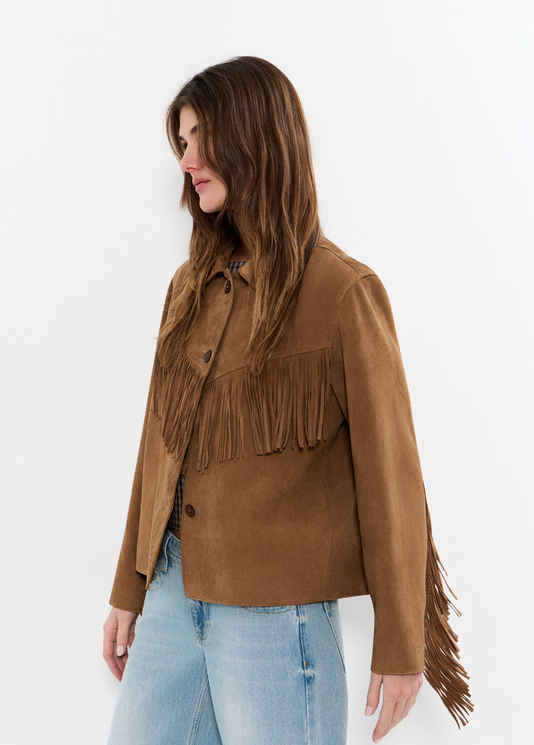 Wildlederjacke mit Fransen