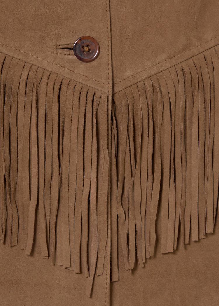 Wildlederjacke mit Fransen