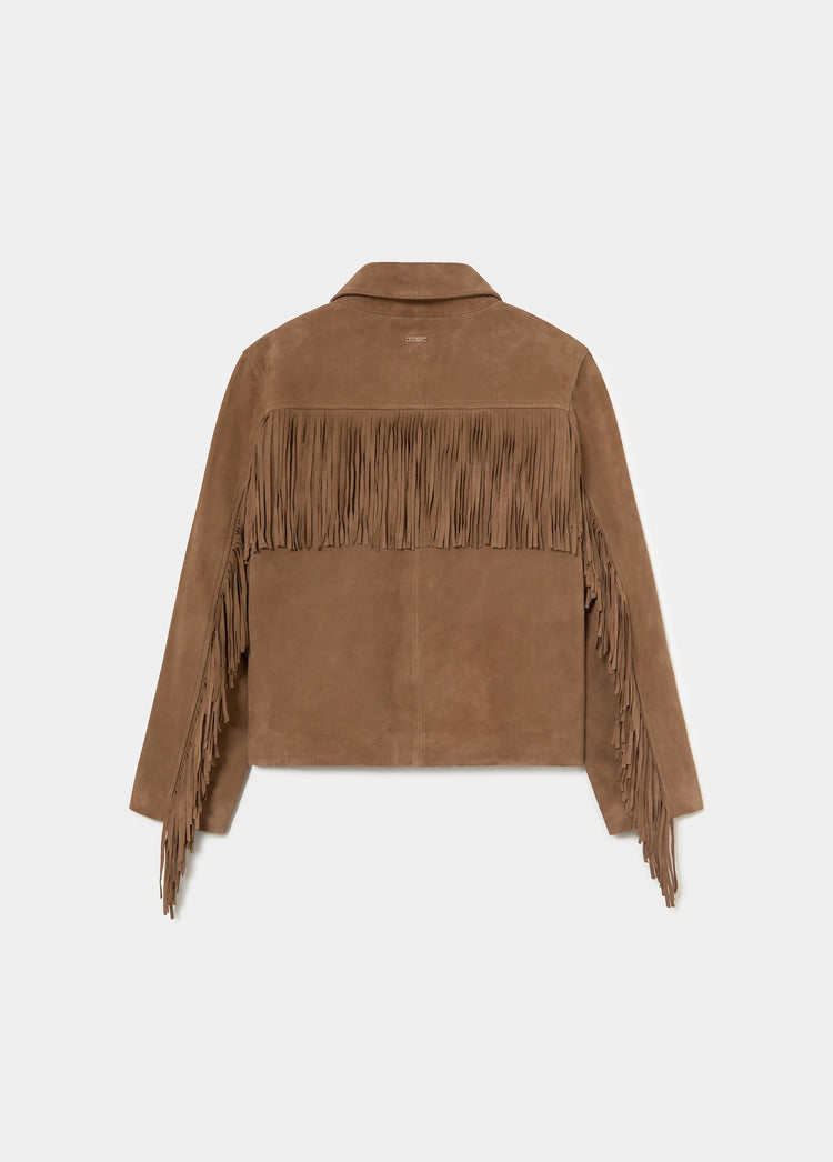 Wildlederjacke mit Fransen