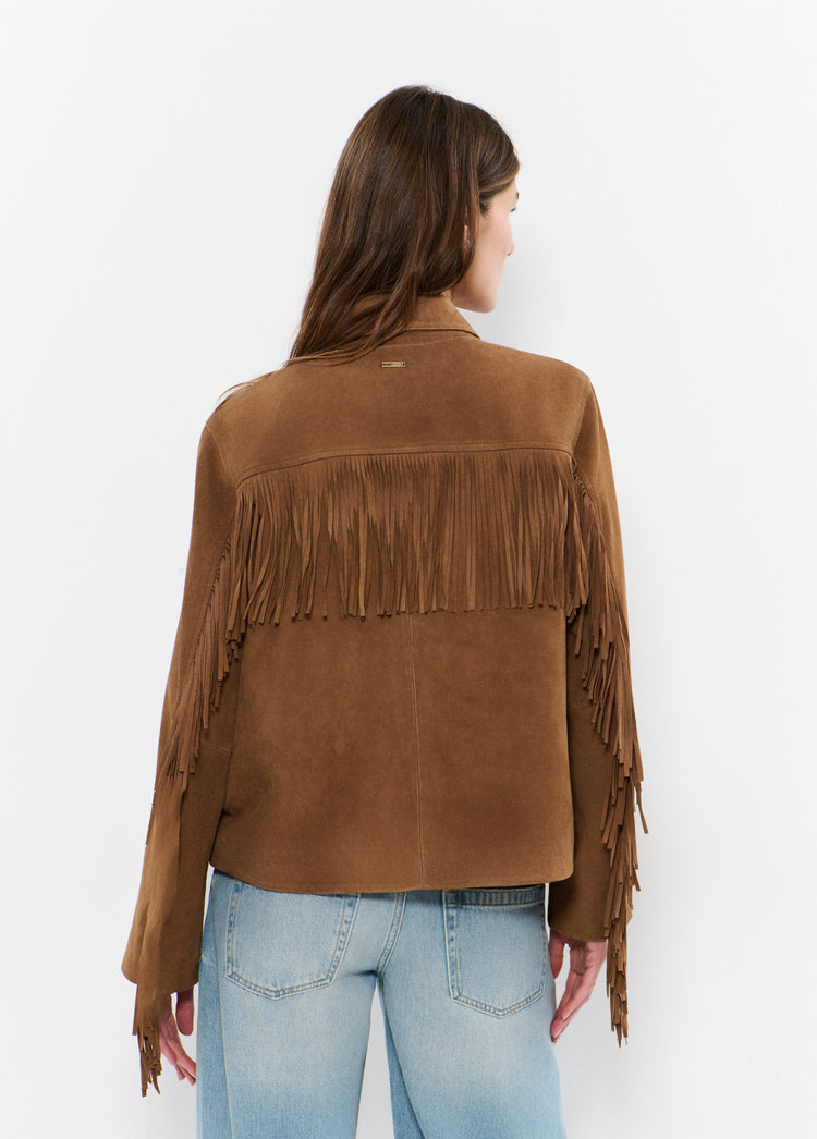 Wildlederjacke mit Fransen