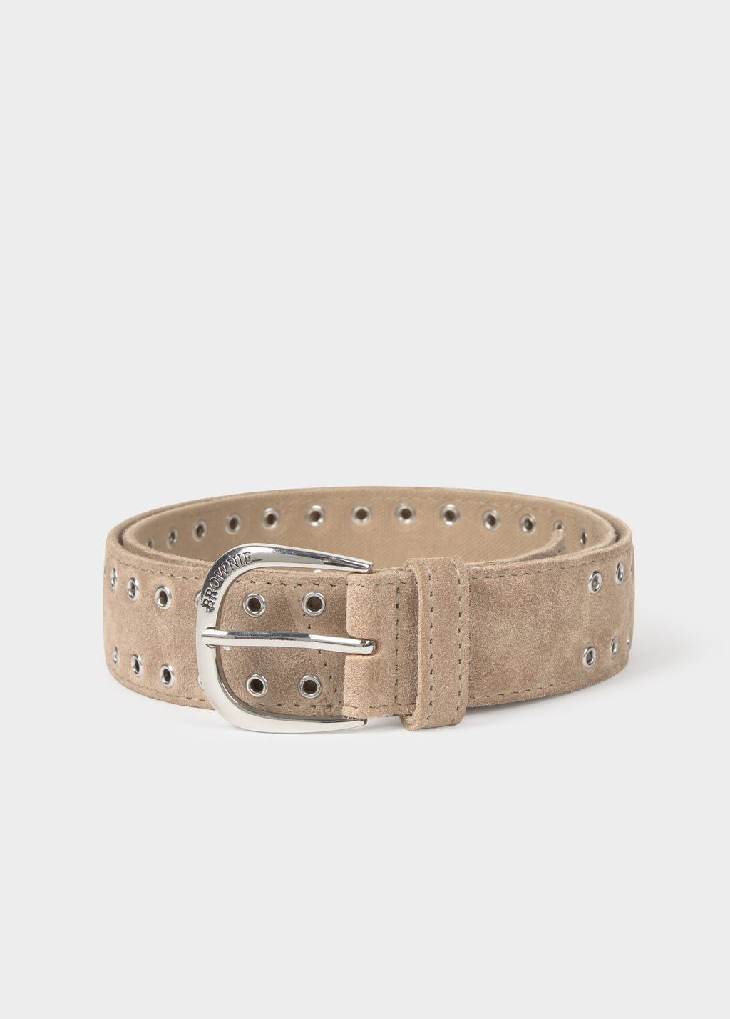 Suede belt with eyelets