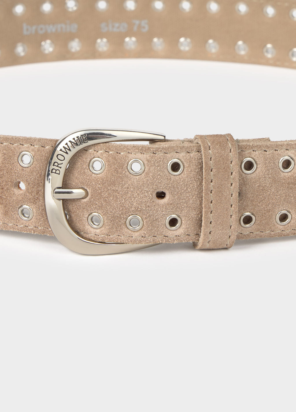 Suede belt with eyelets