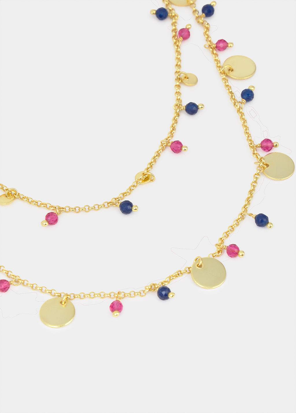 Collana doppia con medagliette e pietre