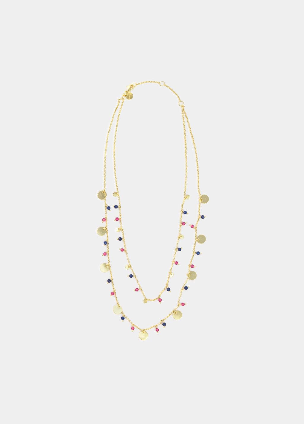 Collana doppia con medagliette e pietre