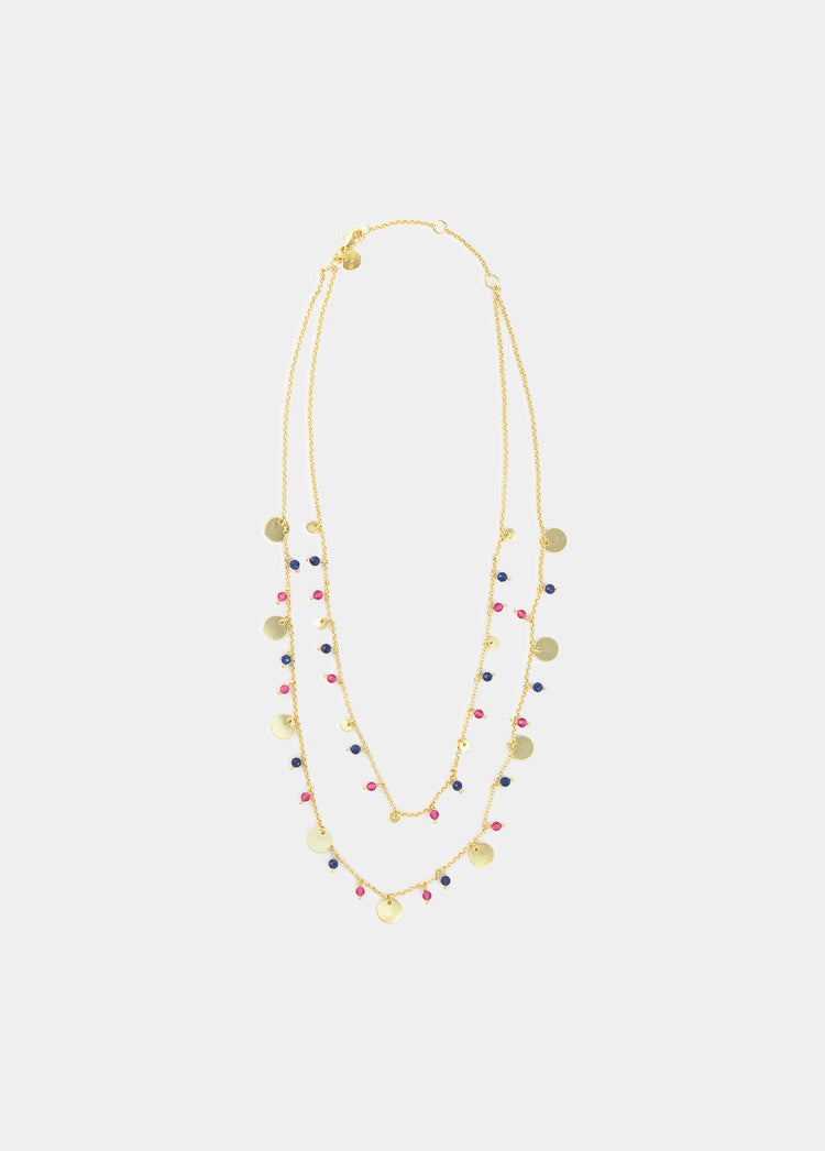 Collar doble chapas y piedras