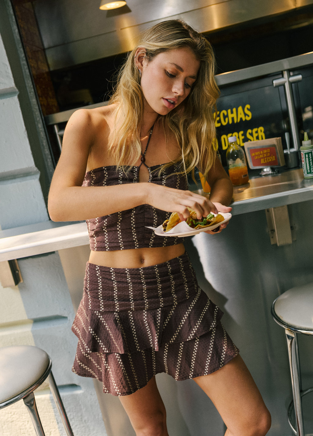 Jupe courte à volants