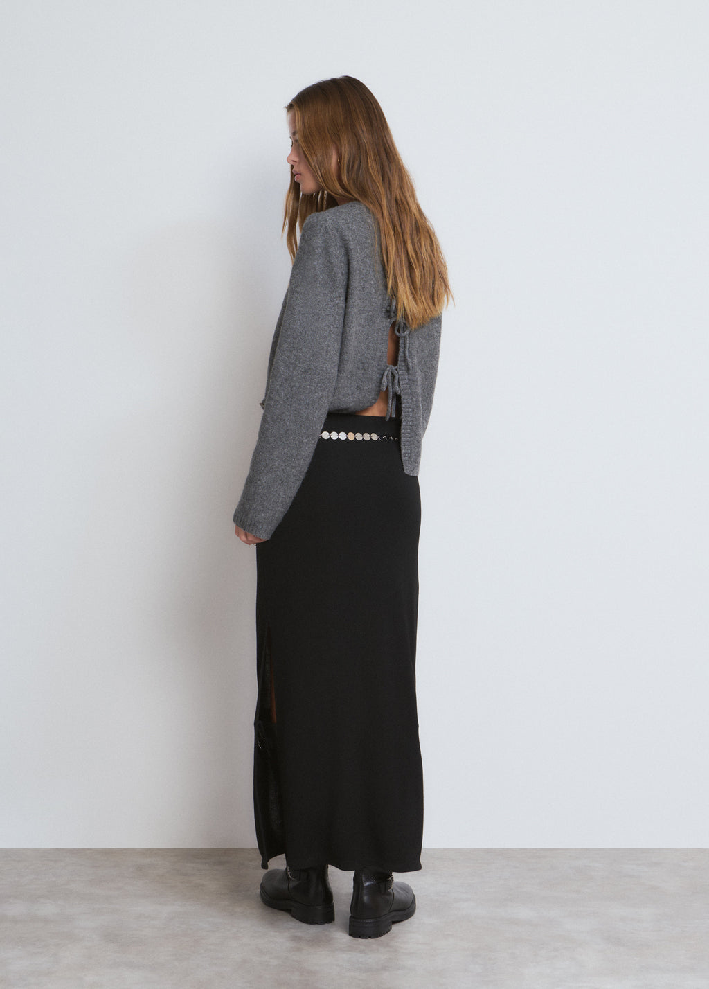 Jupe longue ceinture métallique