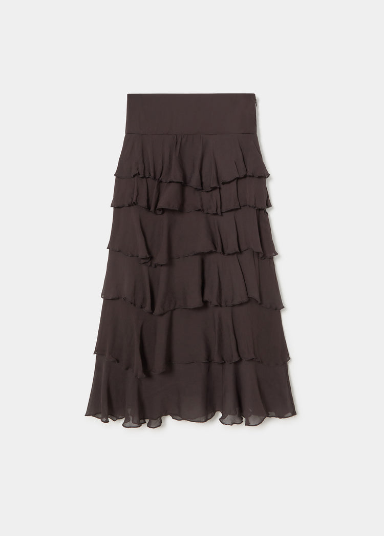 Midi Skirt with Ruffles