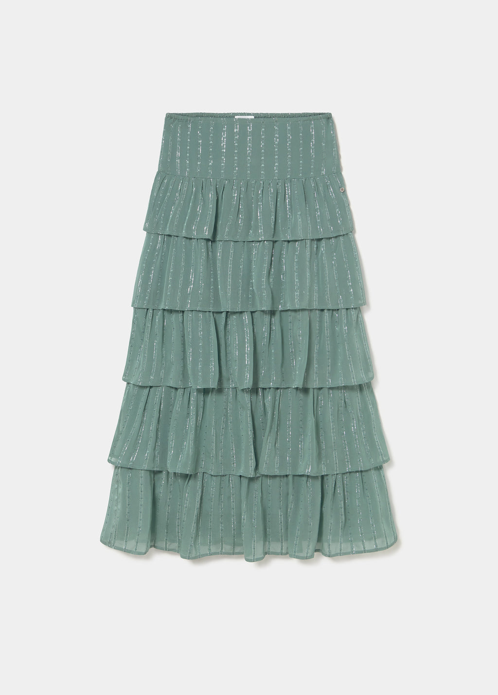Multi-ruffle shiny skirt